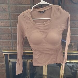 Chic Women's Brown Long Sleeve Top
